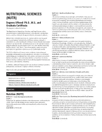 Nutritional Sciences (NUTR)