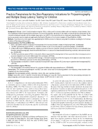 Practice Parameters for the Non-Respiratory Indications for Polysomnography and Multiple Sleep Latency Testing for Children R