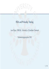 RSA and Primality Testing