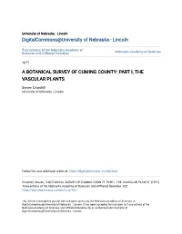 A Botanical Survey of Cuming County: Part I, the Vascular Plants