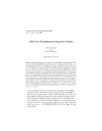 A Role for Formalisms in Integrative Studies
