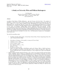 A Study on University Wits and William Shakespeare