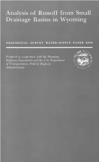 Analysis of Runoff from Small Drainage Basins in Wyoming