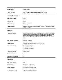 Cystatin C with Estimated Gfr