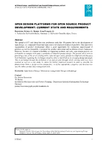 Open Design Platforms for Open Source Product