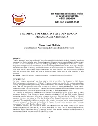 The Impact of Creative Accounting on Financial Statements