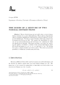 The Modes of a Mixture of Two Normal Distributions