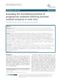 Evaluating the Translational Potential of Progesterone Treatment Following