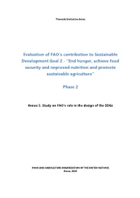 Evaluation of FAO's Contribution to Sustainable Development Goal 2