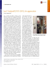 Leo P. Kadanoff (1937–2015): an Appreciation RETROSPECTIVE