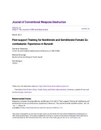 Peer-Support Training for Nonliterate and Semiliterate Female Ex- Combatants: Experience in Burundi