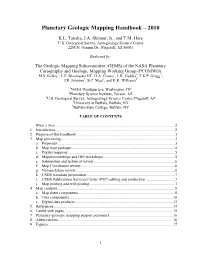 Planetary Geologic Mapping Handbook – 2010
