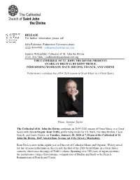 RELEASE for Further Information Please Call