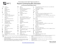 Report Communicable Diseases to the Local Health Department