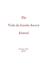THE VIOLA DA GAMBA SOCIETY JOURNAL General Editor: Andrew Ashbee
