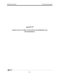 Appendix 9F Sanitary Sewer Overflow Level of Protection Definitions And