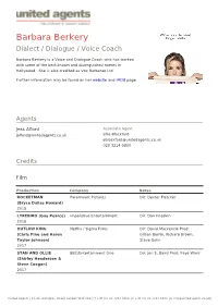Barbara Berkery Dialect / Dialogue / Voice Coach