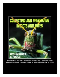 Collecting and Preserving Insects and Mites: Techniques and Tools