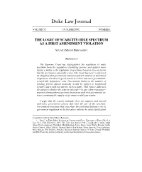 The Logic of Scarcity: Idle Spectrum As a First Amendment Violation