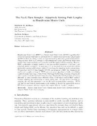 The No-U-Turn Sampler: Adaptively Setting Path Lengths in Hamiltonian Monte Carlo