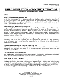 THIRD GENERATION HOLOCAUST LITERATURE Available in the Maxwell Abbell Library
