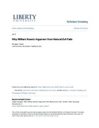 Why William Rowe's Argument from Natural Evil Fails