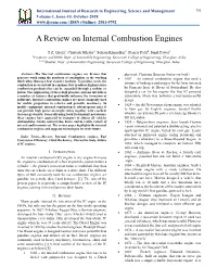 A Review on Internal Combustion Engines