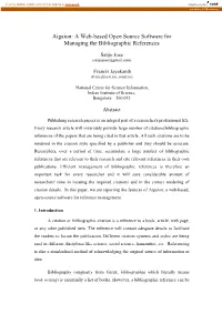 Aigaion: a Web-Based Open Source Software for Managing the Bibliographic References