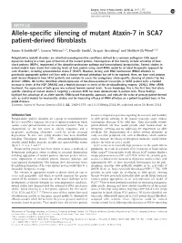 Allele-Specific Silencing of Mutant Ataxin-7 in SCA7 Patient-Derived