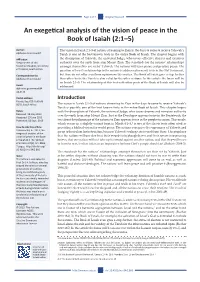 An Exegetical Analysis of the Vision of Peace in the Book of Isaiah (2:1–5)