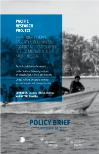 Promoting Human Security and Minimizing Conflict Associated with Forced Migration in the Pacific Region