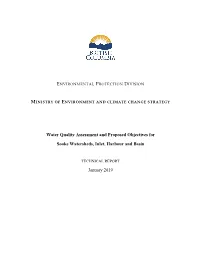 Sooke Watersheds, Inlet, Harbour and Basin Water Quality Assessment and Proposed Objectives