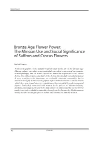 The Minoan Use and Social Significance of Saffron and Crocus Flowers