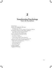 Transforming Psychology There’S No Turning Back