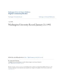 Washington University Record, January 23, 1992