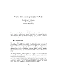 Who's Afraid of Nagelian Reduction?