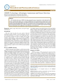 CRISPR Technology; Advantages, Limitations and Future Direction