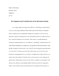 Development and Gentrification of the Hawaiian Islands