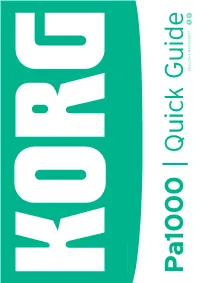 KORG Pa1000 Quick Guide