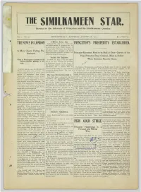 M SIMILKAMEEN STAR. Devoted to the Interests of Princeton and the Similkameen Country