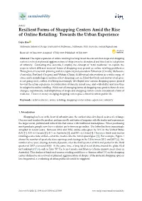 Resilient Forms of Shopping Centers Amid the Rise of Online Retailing: Towards the Urban Experience