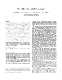 The Ruby Intermediate Language ∗