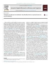 Toward a Social Turn in Memory: an Introduction to a Special Issue on ଝ