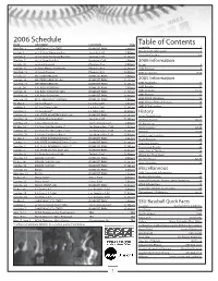 2006 Schedule Table of Contents