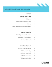 Abstract Expressionism Guide: Table of Contents