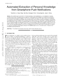 Automated Extraction of Personal Knowledge from Smartphone Push Notiﬁcations