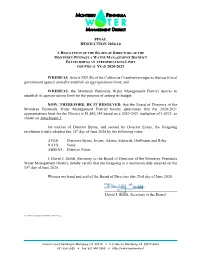 Final Resolution 2020-10 for Fiscal Year 2020-2021