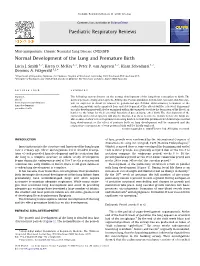 Normal Development of the Lung and Premature Birth
