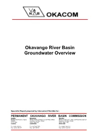 Okavango River Basin Groundwater Overview