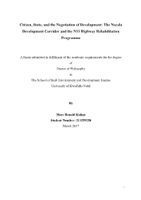 The Nacala Development Corridor and the N13 Highway Rehabilitation Programme